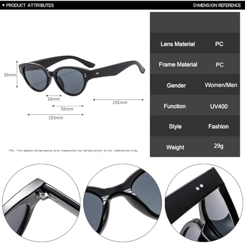 Lunettes de soleil œil de chat rétro aux finitions rivets de qualité - 5