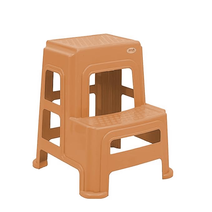 Image of SKYGLAMOUR Supreme Plastic Multi-Purpose Stepper Stool for Kitchen and Office Use with Weight Bearing Capacity of 150 Kg | 2 Step Stool for Home |Color: Amber Gold; Set of 1