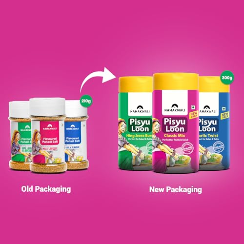 Image of Namakwali Pahadi Salts Seasoning Combo - Hing Jeera Burst, Classic Mix & Garlic Twist | Perfect for Salad, Raita & Daily Cooking | 300g (100g Each, Pack of 3)