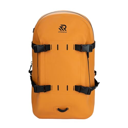 RIVONOVA IPX7 Waterproof Backpack for Kayaking, Paddle Boarding, Boating, Premium 30L Dry Bag with Resin Zipper, Airtight Rugged Gear Protection Large Capacity for Men, Water Sports, Surfing, Orange