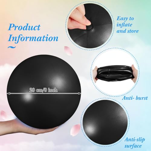 Image of Aoriher 10 Pack 9 Inch Small Pilates Ball Bulk Mini Exercise Ball Portable Non-Slip Workout Yoga Balls with Air Pump for Stability, Barre, Fitness, Balance, Physical &Core, Gym Home Office Use