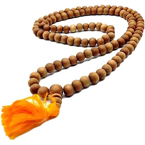 108 Beads Genuine Sandlewood Tibetan Meditation Prayer Japa Mala, Necklace. 10MM Beads Size, 10 mm, Sandalwood, wood Cover