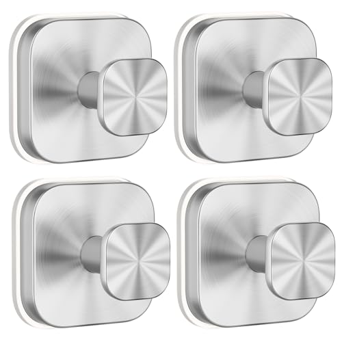 Image of BKV Suction Cup Hooks for Shower,Heavy Duty Shower Hooks for Bathroom Wall,Glass Windows,Smooth Doors to Hang Towels,Robes,Coat,Reusable Suction Cup Wreath Hanger for Christmas Wreaths-Silver(4 Pack)
