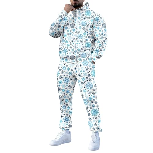 Ensemble Homme Polaire premium imprimé élégant bleu clair XXL