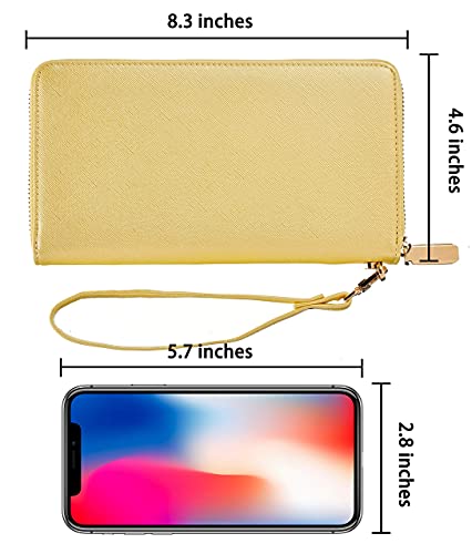 Chelmon Large Capacity Womens Wallet Leather Rfid Blocking Purse Credit Card Clutch(Ch Gold Yellow) #TOP2