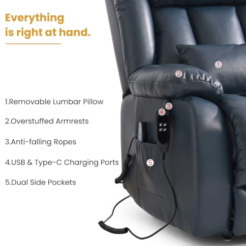 Image of Dual Motor Infinite Position Lay Flat Power Lift Recliner Chair for Elderly