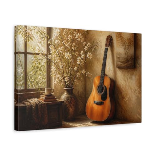 Dream Cinematic Guitar Leaning Against Wall Canvas Art Print –