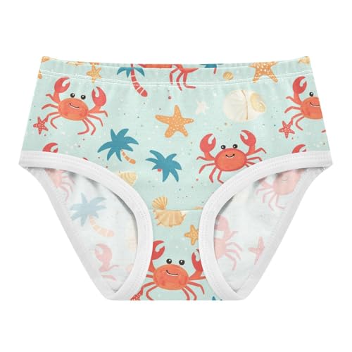 Wusikd Crabs Palm Trees Girls' Underwear Cotton Starfish Shell Girls Briefs Soft Toddler Underwear 2T