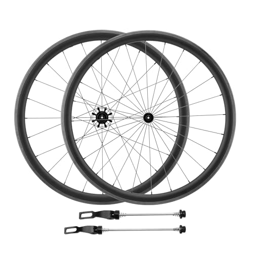 ZFF Fibra De Carbon Ruedas De Bicicleta De Carretera 700C Altura 38mm C/V/Freno De Llanta 100/130mm Juego De Ruedas Liberación Rápida Casete De 8/9/10/11 Velocidades 24H