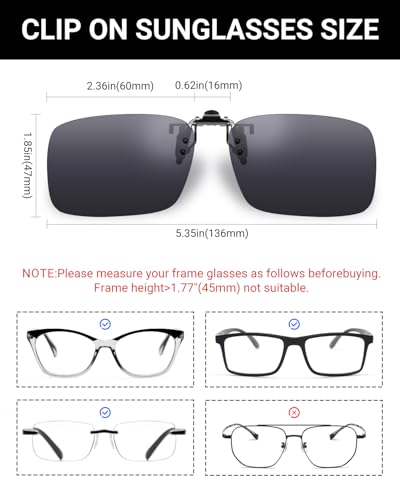 TERAISE Clip On Sunglasses Flip up HD Polarized Unisex for Outdoor/Driving UV4004