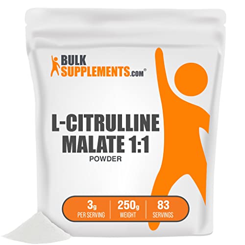 BulkSupplements.com L-Citrulline Malate 1:1 Powder - Supplement for Circulation & Muscle Endurance - Unflavored, Gluten Free, No Filler - 3g per Serving, 83 Servings (250 Grams - 8.8 oz) 