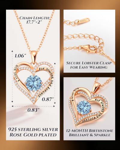 Image of CDE S925 Birthstone Heart Pendant Necklaces Jewelry Gifts for Wife