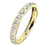 Paula & Fritz® Ring Damen Zirkonia Titan-IUM Größe 62 (19,7) Gold Freundschaftsring Partnerring Ehering Verlobungsring Memoire-Ring Frauenring Damenring