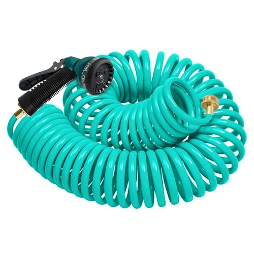 Image of Coil Hose 75FT EVA Coil Garden Hose With 3 /4'' Brass Connector