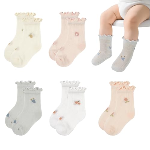 American Trends Baby Girls Socks Infant Ruffle Sock Toddler Dress Socks for Girls Summer Frilly Socks Kids Crew Socks