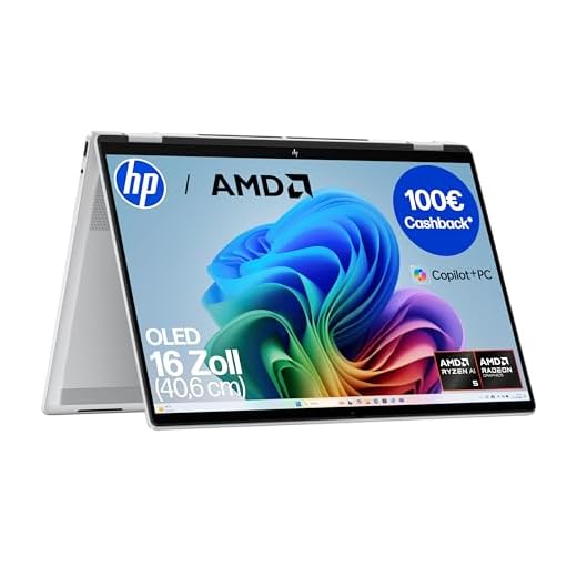 HP OmniBook X Flip 2in1 Next Gen AI Laptop | AMD Ryzen AI 5 340 (6C) mit dedizierte NPU für KI | 50 NPU Tops | Copilot+ | 16" WUXGA 1920x1200 Touchscreen | 16GB | 512GB SSD | Win11 | QWERTZ | Silber