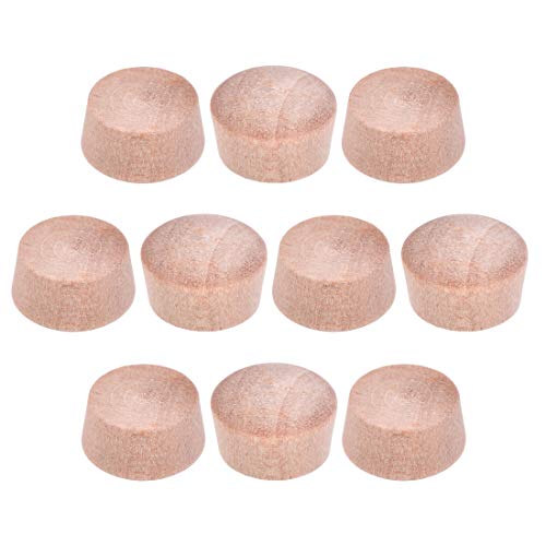 Image of uxcell Wood Button Top Plugs 3 /8 Inch Cherry Hardwood Furniture Plugs 7 /25 Inch Height 50 Pcs