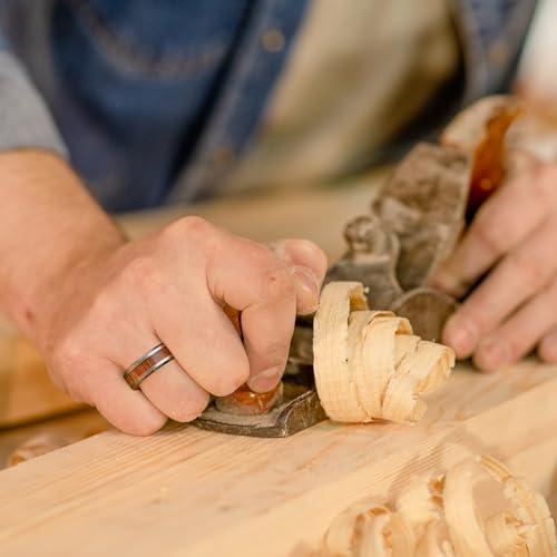 King Will Nature Koa Wood Inlay Tungsten Carbide Wedding Ring 8mm Silver/Black/Gold/Green/Rose Gold/Blue Wedding Band for Men High Polished Anniversary Rings Comfort Fit Size 6-154