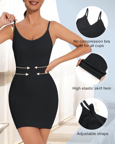 Image of Shapewear Dress for Women Full Slip for Under Dress Shapewear Tummy Control Dress Slips for Under Dresses