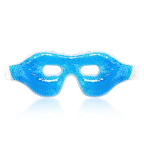 Gel Cooling Eye Mask，Ice Cold Compress for Puffy Eyes ,Dry Eyes and Dark Circles, Gel Bead (Blue),100% Fit Skin