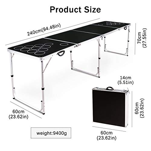 Wodesid Beer Pong Table Portable Flip Cup Table Folding Games Table Lightweight Tailgate Tables with Carrying Handles