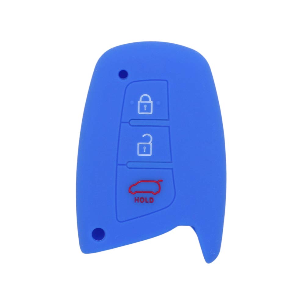 Silicone Cover Protector Case Holder Skin Jacket Compatible with HYUNDAI Santa Fe ix45 3 Button Remote Smart Key Fob CV9105 Deep Blue