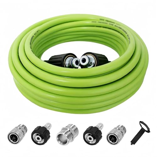 LycorTrade Pressure Washer Hose 50FT for Power Washer 5800 PSI Kink Resistant Pressure Washing Extension Hose 1/4 Power Washer Hose Replacement (M22-14mm) with 3/8 Quick Connector Green