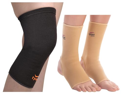 Image of TYNOR Knee Cap Air, Black & Orange, Large, Pack of 2 Anklet, Beige, Large, Pack of 2