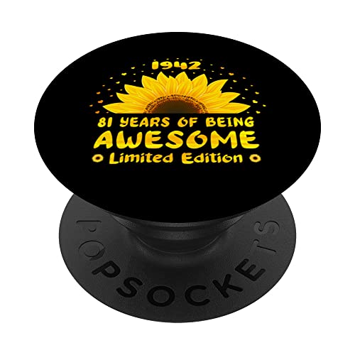 81 cumpleaños 81 años de edad, amantes del girasol, mujeres nacidas en 1942 PopSockets PopGrip Intercambiable