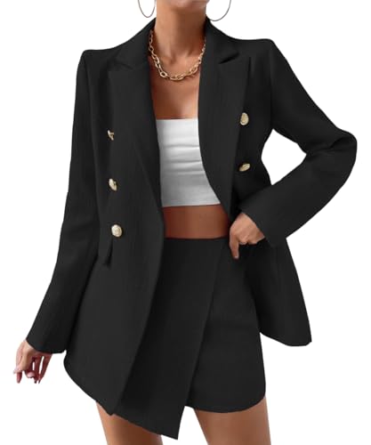 Mina Self Tweed Blazer Jackets for Women 2023 New Fall Winter Fashion Blazer Open Front Work Jacket with Pocket