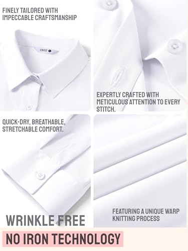 CBOO Women's Stain-Resistant Shirts Wrinkle Free & Non Iron Long Sleeve Button Down Blouse Office Tops4