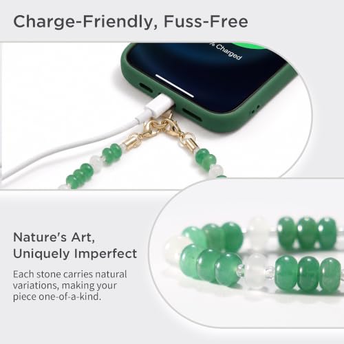 Image of POSADINA Natural Stone Phone Charm, Beaded Healing Phone Wrist Strap, Handmade Cellphone Chain Lanyard with Tether Tab