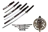 Snake Eye Tactical Two Tone 3 Piece Samurai Katana Set w/Free Sword Stand (Burgundy)