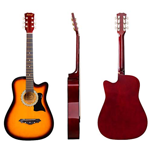 Image of JUAREZ 96.52 cm (38 Inch) Acoustic Guitar with Dual Action Truss Rod, JRZ38C-CTR-3TS Bag, Picks, Allen Key, Extra String Set, 3TS Sunburst