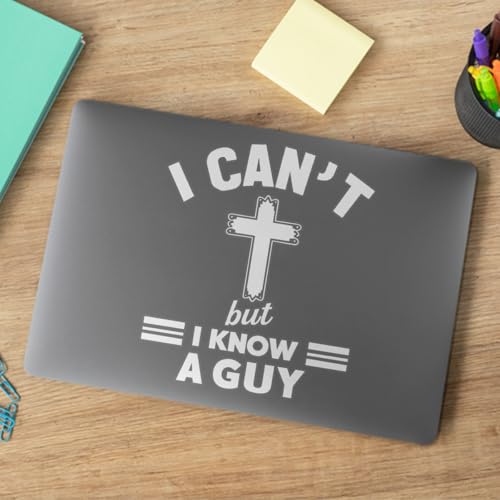 Image of Premium I Can't But I Know A Guy Decal Vinyl Car Sticker, Christian Gift Idea, Decals, Transparent Vinyl Sticker Window Size (6.1 x 4.7 inches)
