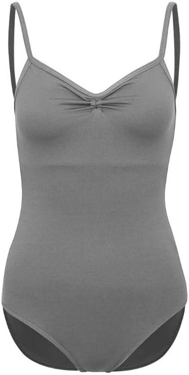 Freed Of LondonAlice Sleeveless Camisole Ballet Dance Leotard with Ribbon Ruched Front and Bra Lining (Grey, 2)