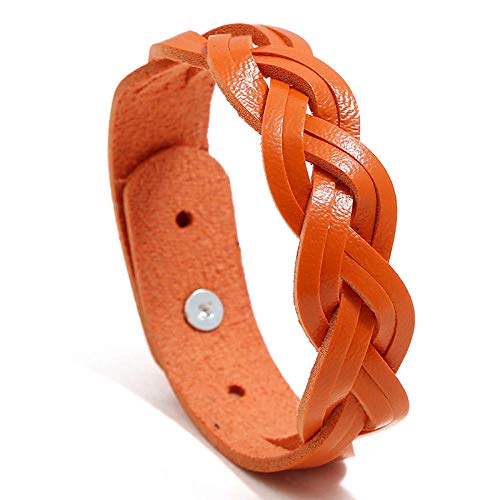 Bracelet en cuir pour couple unisexe réglable orange rétro
