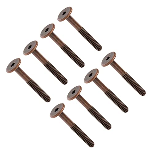 TERF® Bulloni M6 x 60 mm per giunti mobili M6 (6 mm) x 60 mm Bulloni a cilindro esagonale a testa piatta, Bullone a vite con finitura bronzea per culla, lettino, mobili, confezione da 8
