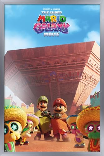 Trends International Nintendo The Super Mario Galaxy Movie (2026) - Desert One Sheet Wall Poster, 22.4L x 14.7W, Silver Framed Version