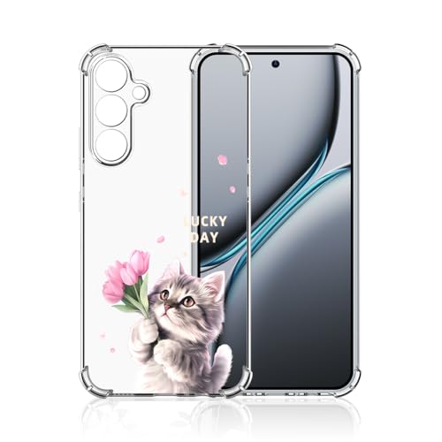 Xkladz Coque Transparente pour Samsung Galaxy A16, Silicone TPU Bumper Housse pour Filles Femmes Garçons, Motif Mignon Floral Anti-Choc HD Clair Étui...