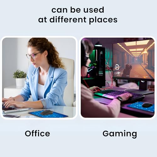 Image of Ant Esports Hexa Mouse Pad 260X210X3mm Anti-fray Stitching, Waterproof Surface & Non-Slip Rubber Base Stitched Edges Gaming Mouse Mat for Laptop, Compatible with Laser and Optical Mice - Blue Hexagon