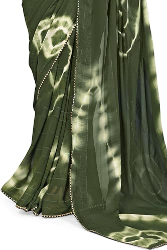 Image of MIRCHI FASHION Women Saree Shibori Print Chiffon | Elegant Festive and Functional Sari for All-Day Comfort with Matching Blouse
