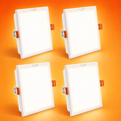 Image of 15W Recessed Square LED Panel Light | Trimless Slim Design | Polycarbonate Downlight for Home & Office False Ceiling Roof, Surface Light | Cool White, White Finish | Pack of 4