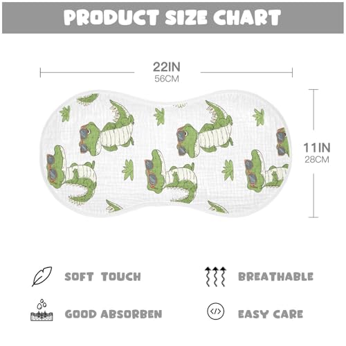 vvfelixl Cartoon Standing Crocodile Burp Cloths for Baby Boy Girls Baby Washcloths Burp Rags 1 Pack2