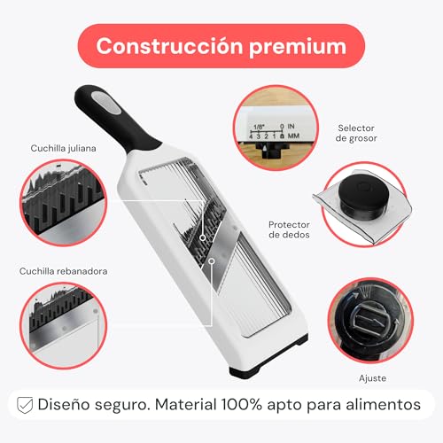 Miniatura 6 de Fullstar 2-En-1 Mandolina De Cocina Y Cortador Juliana Verduras Multifuncional - 4 Regulable Ajustes De Grosor - Cortador De Verdura Patatas Tomates Pepinos Zanahorias Frutas