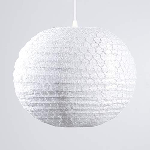 Tadpoles LSHL010 Round Chandelier Shade, Lace White, 14" Diameter