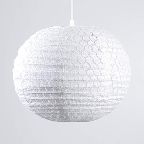 Tadpoles Lshl010 Round Chandelier Shade, Lace White, 14" Diameter #TOP1