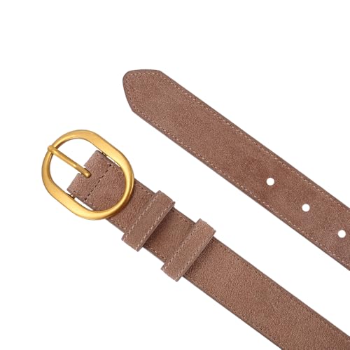 Women's Suede Belt Casual Genuine Leather Jeans Belts Gold Buckle Elegant Waist Dress Belts2