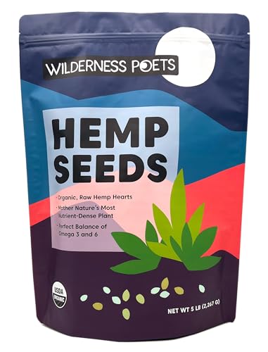 Wilderness Poets Hulled Hemp Seeds, Organic Raw Hemp Hearts (80 Ounce - 5 Pound)