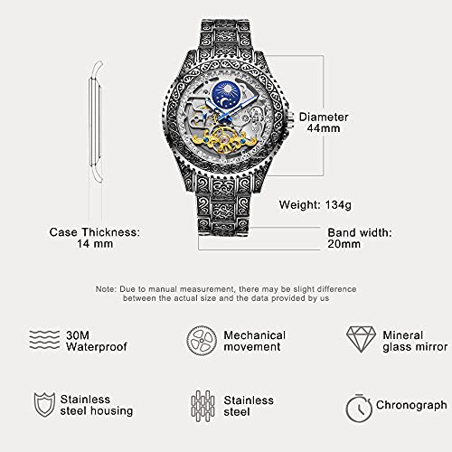 Mechanical Mens Watches Fashion Automatic Male Clock Blue Stainless Steel Waterproof Business Skeleton Watch